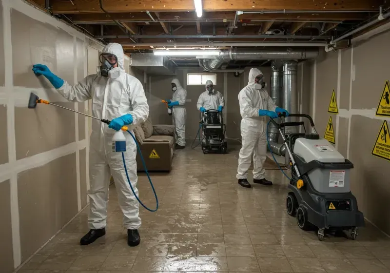 Basement Moisture Removal and Structural Drying process in Wake Village, TX